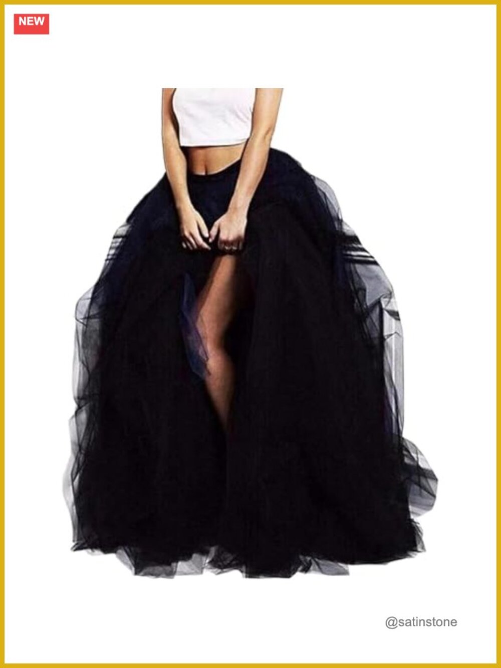 Womens Maxi Tulle Skirt Floor Length High Waist Layered Ruffled Slit Dance Prom